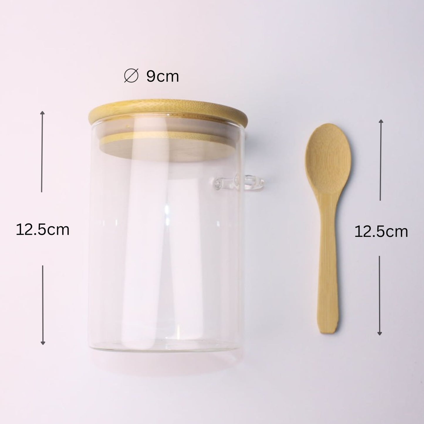 500 ML Glass Food Storage Container with Bamboo Lids and Wooden Spoons for Overnight Oats Containers Spices Tea Sugar and Coffee