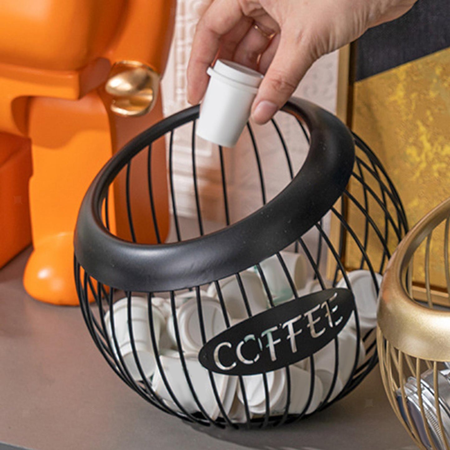Coffee Pod Holder & Multipurpose Fruit Bowl - Stainless Steel Organizer for Kitchen, Office, and Living Room
